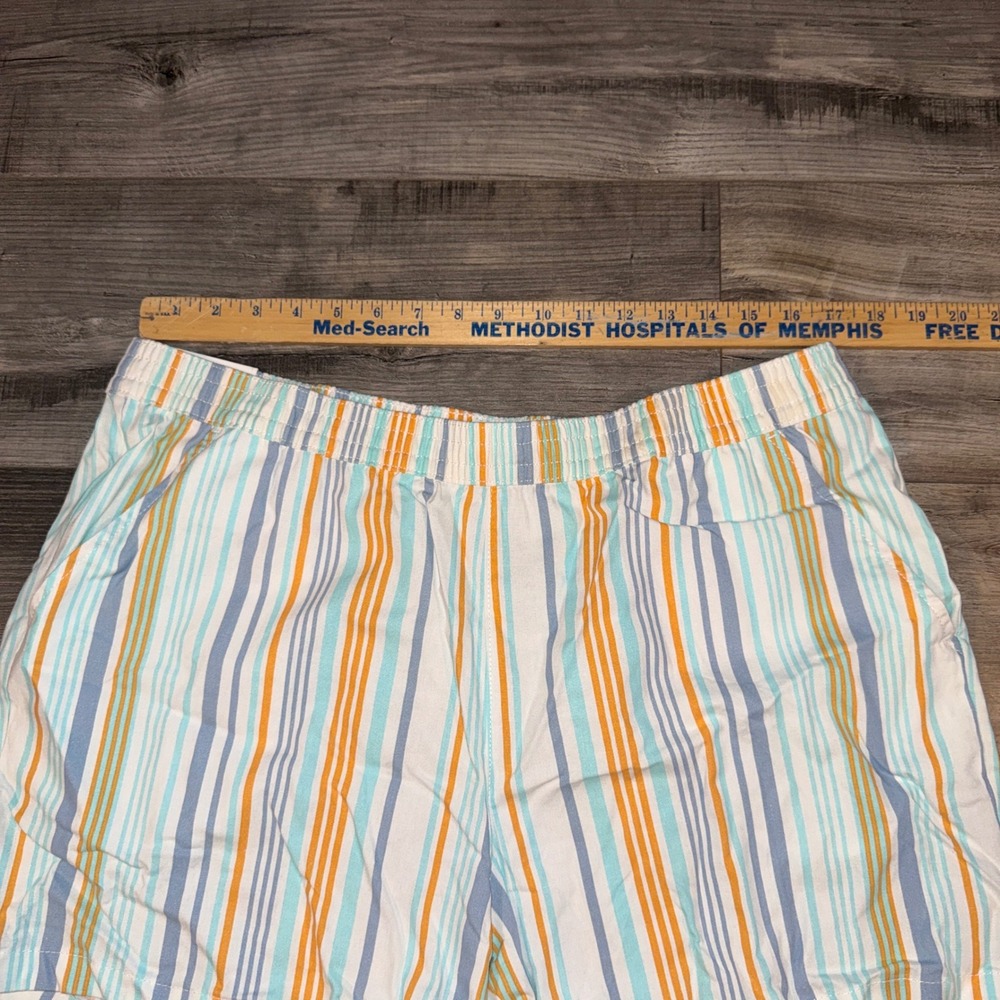 Serra Womens XL 16/18 Linen Blend Striped Shorts Blue Orange Coastal Beach - Picture 4 of 6
